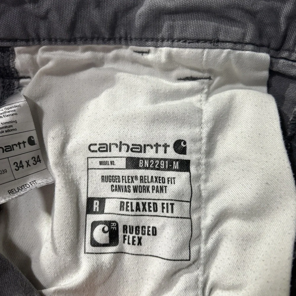Carhartt Rugged Flex Pants Mens 34x34 Relaxed Fit Gray Canvas Work 102291